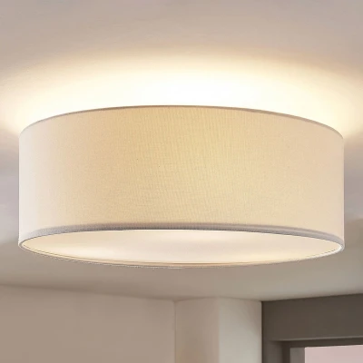 Afbeelding van Lindby plafondlamp 3lichts stof, metaal H: 18 cm E27 wit, chroom