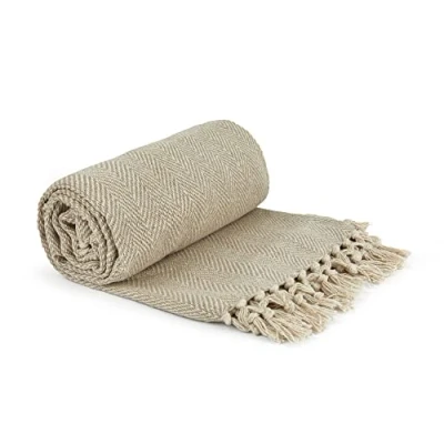 Afbeelding van Emma Barclay Bedsprei van gerecycled katoen, visgraat, 70 x 100 cm (178 254 cm)