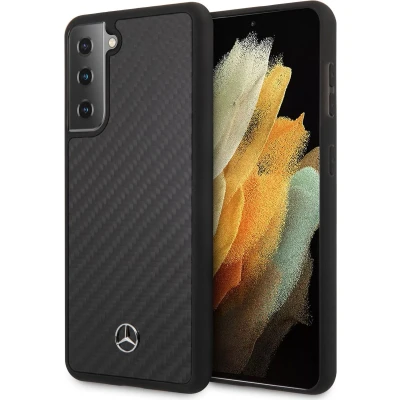 Afbeelding van Mercedes Benz Backcase hoesje geschikt voor Samsung Galaxy S21+ Effen Zwart Carbon