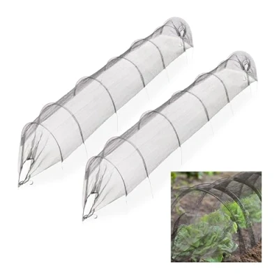 Afbeelding van Relaxdays Set van 2 plantentunnels, 3 m lang, bescherming tegen ongedierte, vogelbeschermingsnet, zwart