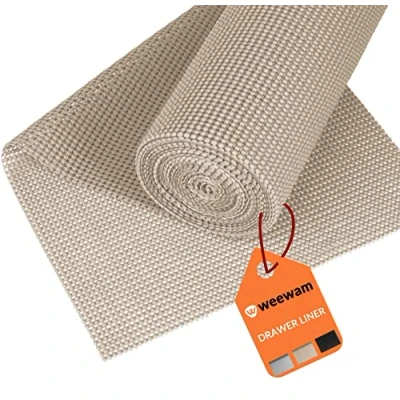 Afbeelding van Weewam 50 cm x 300 keukenlademat van EVA, rol ladebescherming, antislip, zelfklevend, ladebescherming voor keuken, plank, kast, camper, beige