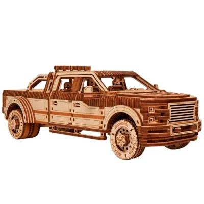 Afbeelding van WoodTrick Modelbouw 3D houten puzzels Full size pick up truck (WDTK086) 706 stuks Geen lijm noch verf nodig