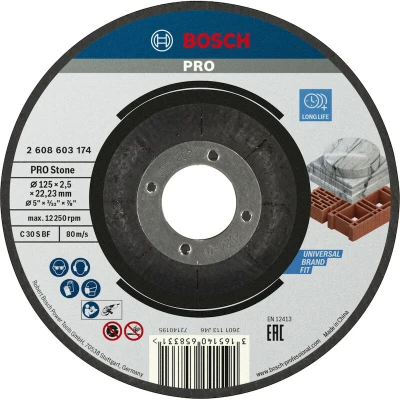 Image de BOSCH 2608603174 meule de tronçonnage courbée Standard pour Stone C 30 S, 125 x 22,23 2,5 mm