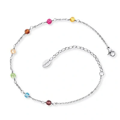 Afbeelding van Engelsrufer Dames enkelbandje roestvrij staal glas Eén maat 88028686 One Size sterling Zilver, Size, zilver