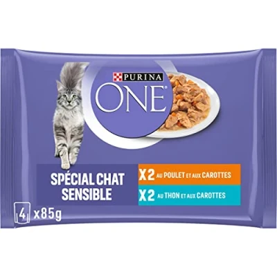 Afbeelding van 24x85g Sensitive Kip en Tonijn Purina ONE Kattenvoer