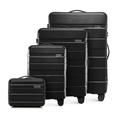 Afbeelding van WITTCHEN COMODO Line Set van 4 harde koffers ABS met TSA slot, maat S, M, L en cosmeticakoffer, zwart, kofferset delig, zwart.,