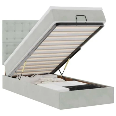 Afbeelding van vidaXL Bedframe met matrassen 80x200cm fluweel lichtgrijs