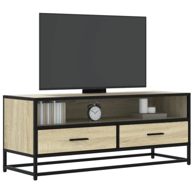Afbeelding van vidaXL Tv meubel 100x34,5x40cm bewerkt hout metaal sonoma eikenkleurig