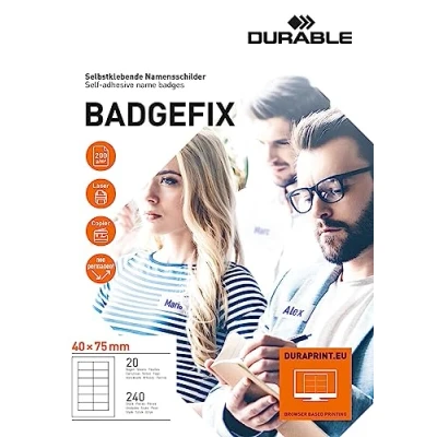 Afbeelding van Durable Badgefix Zelfklevende Badges, Ft 40 X 75 Mm, Pak Van 240 Stuks Badge