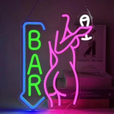 Afbeelding van YUEYYNS Neonbord voor bar, lichtgevende letters vrouwen, led, neonlicht, led lichtpaneel, USB wandlichtpaneel, slaapkamer, club, winkel, feest, cadeau