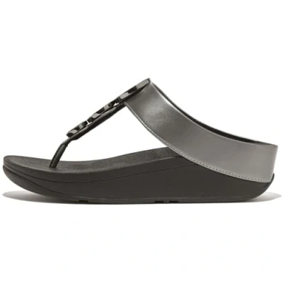 Afbeelding van Fitflop Halo Bead Circle Metallic Toe Post Slides EU 41, zwart., 41