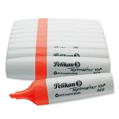 Afbeelding van Pelikan Textmarker 490 eco markeerstift 10 stuk(s) Beitelvormige punt Rood
