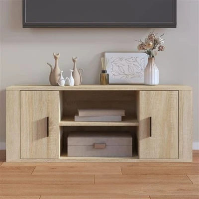 Afbeelding van Tv meubel 100x35x40 cm bewerkt hout sonoma eikenkleurig