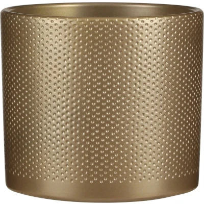 Afbeelding van Mica Decorations era ronde bloempot goud relief maat in cm: 17 x 19