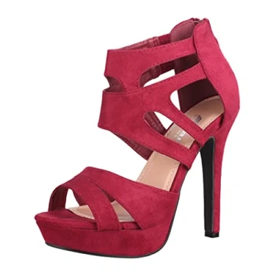 Afbeelding van Elara Chunkyrayan Pumps voor dames, hoge hak, open, Bordeaux