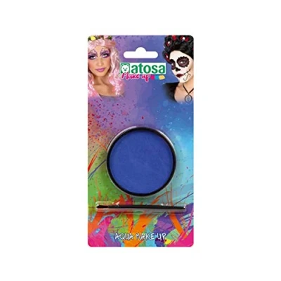 Afbeelding van Atosa Aqua grimeer schmink met kwastje blauw 12 gram carnaval/verkleed kind/volwassenen