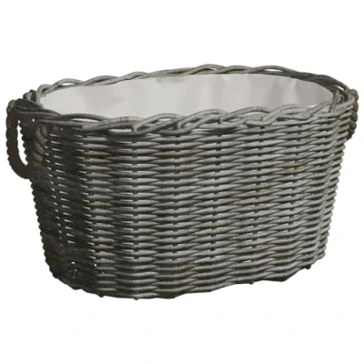 Afbeelding van Houtmand met handvatten 60x40x28 cm wilgenhout grijs