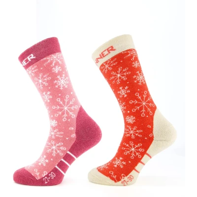 Afbeelding van Sinner SIWE Skisokken Junior Snow Pink Red 2 pack EU 31 34 Ski &amp; Snowboardsokken