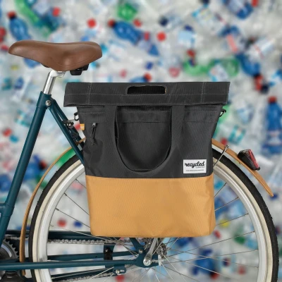 Afbeelding van Gerecyclede shopper fietstas Urban Proof 20 liter grijs/geel
