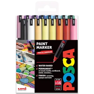 Afbeelding van Posca PC 1MR Art verfstiften, 0,7 mm punt, 16 stuks in kunststof etui