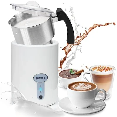 Afbeelding van Duronic MF500 WE Automatische elektrische melkopschuimer 500 W voor cappuccino latte warme chocolade thee warm of koud schuim en melk inhoud ml roestvrijstalen pot