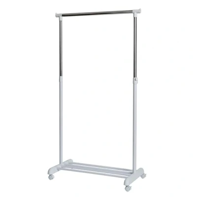 Afbeelding van LOVE IT STORE kapstok op wielen, in hoogte verstelbare met 1 kledingstang en plank, zeer stabiel, wit/chroom