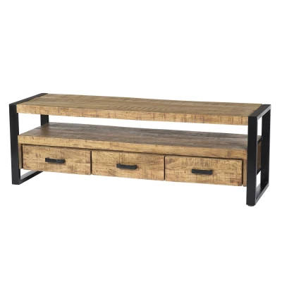 Afbeelding van Livingfurn TV Meubel Nairobi 150cm Mangohout / Gecoat Staal