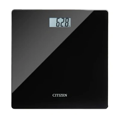 Afbeelding van CITIZEN HMS324 personenweegschaal, slank design, vorige meetresultaten, step on technologie, LCD display en glas met hoge sterkte