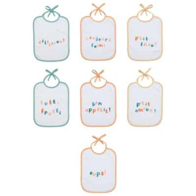 Image de Lot de 7 bavoirs naissance messages babycalin