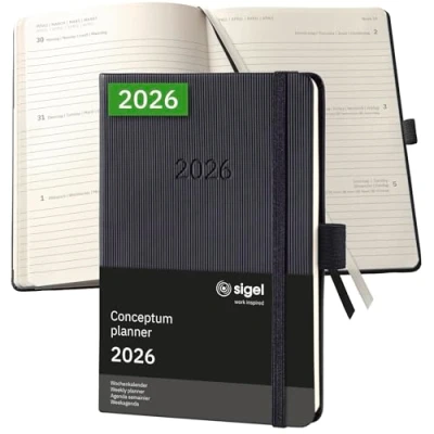 Afbeelding van SIGEL C2613 Weekalender Conceptum 2026, ca. A6, zwart
