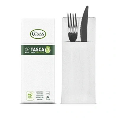 Afbeelding van Class C4032TA 0 PEFC Airlaid servetten, bestekhouder, papier, wit, 40 x 32 0,8 cm, 20 stuks