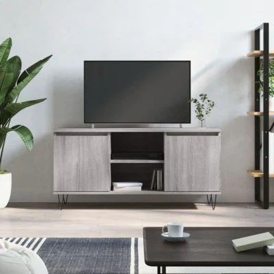 Afbeelding van Tv meubel 104x35x50 cm bewerkt hout grijs sonoma eikenkleurig