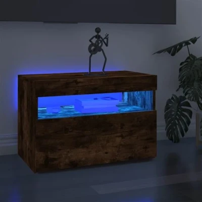 Afbeelding van Tv meubel met LED verlichting 60x35x40 cm gerookt eikenkleurig