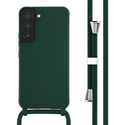 Afbeelding van iMoshion hoesje met koord Geschikt voor Samsung Galaxy S22 Siliconen Donkergroen