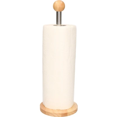 Afbeelding van Zeller luxe keukenrolhouder hout rond 12 x 35 cm keukenpapier houder