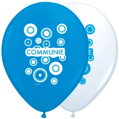 Afbeelding van Ballon Communie blauw met cirkels 8 stuks