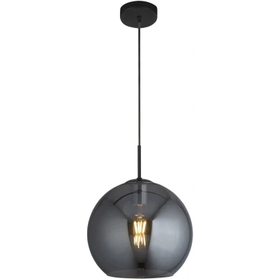 Afbeelding van Oldham Hanglamp 1 lichts zwart met smoke glas Modern Searchlight