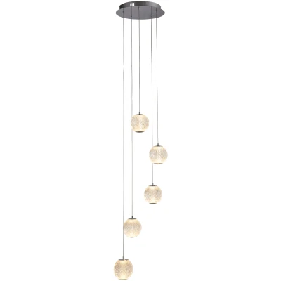 Afbeelding van LED hanglamp Allure, chroom, rond, 5 lamps