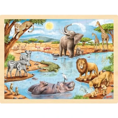 Afbeelding van Goki Houten Legpuzzel Afrikaanse Savanne, 96st.