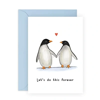 Afbeelding van Central 23 Let&#039;s Do This Forever schattige pinguïnkaart voor koppels verjaardag en Valentijnsdag Inclusief grappige stickers Made in UK
