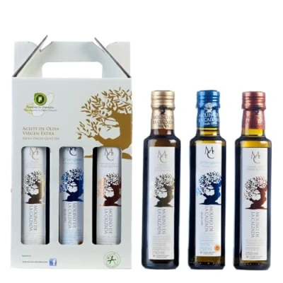 Afbeelding van Cadeauset Premium Extra Vierge Olijfolie, Koude Extractie, 3x250mL: D’Origen Picual Lucio, Speciale Selectie Lucio Arbequina, Arbequina Spaanse Olijfolie