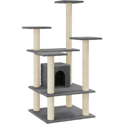 Afbeelding van vidaXL Kattenkrabpaal met sisal krabpalen 110 cm donkergrijs