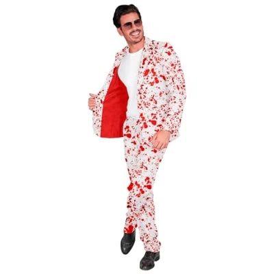 Afbeelding van Widmann Halloween Kostuum Bloed Spetter Overhemd Man Rood, Wit / Beige Small Medium Carnavalskleding Verkleedkleding