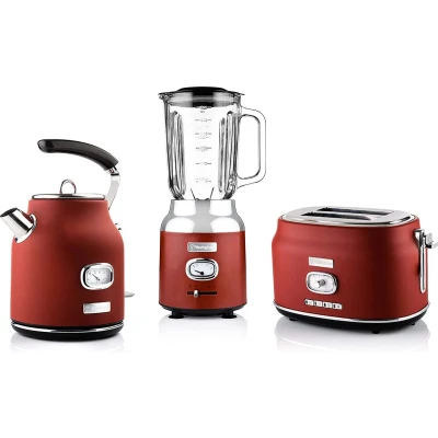 Afbeelding van Westinghouse Retro Waterkoker + Broodrooster 2 Sleuven Blender Rood