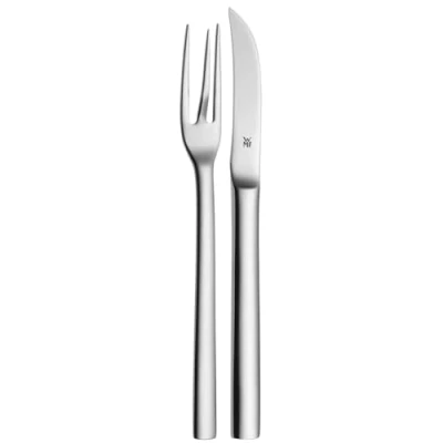 Afbeelding van WMF Schil aardappelbestek Set 2st 16cm aardappelvork Nuova Roestvrij Staal Gepolijst, Bestek, Zilver