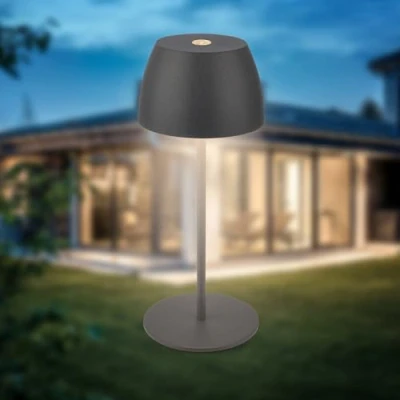 Afbeelding van B.K.Licht Oplaadbare mini Tafellamp met USB C draadloos dimbaar buitenlamp 8x20 cm antraciet