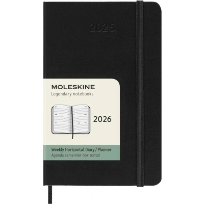 Image de Agenda civil Moleskine 2026 12 mois Semainier Horizontal Format Poche Dur Noir