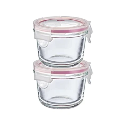 Afbeelding van Westmark 233122E3 Set van 2 ronde glazen voorraaddozen met clipdeksel, vulvolume 150 ml, diepvriesbestendig, magnetron en ovenbestendig