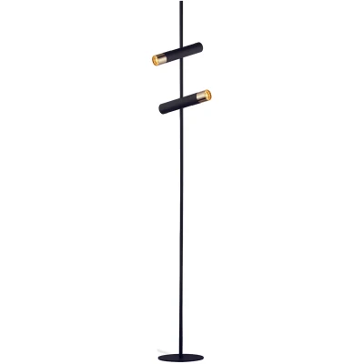 Afbeelding van Searchlight Cylinder Vloerlamp 22 X 151 Cm 2 3,5W LED Incl. Zwart En Goud