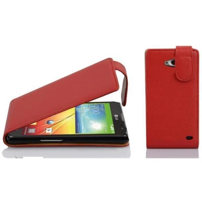 Afbeelding van Cadorabo Hoesje geschikt voor LG L90 (1. SIM) in INFERNO ROOD Beschermhoes flip design Case Cover van getextureerd imitatieleer